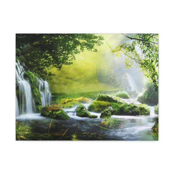 Tropical Forest Falls Nature Wilderness Photography Canvas Wall Art for Home Dec